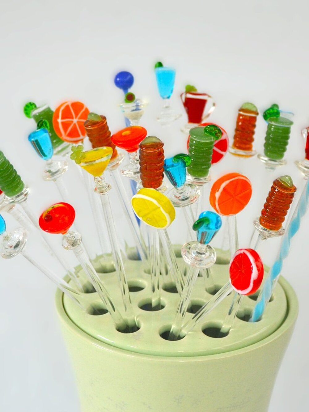 Glass Cocktail Stirrers Swizzlers Multicolor Barware